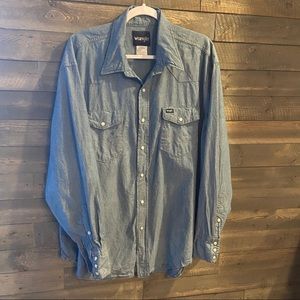 Wrangler Denim style Chambray Pearl Snap Shirt XXL